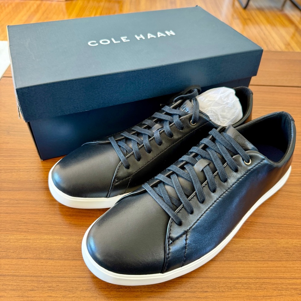 Cole Haan Grand Crosscourt II Fashion Sneaker - Black Leather / White - Size 10